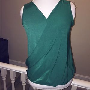 Gilli Surplice Sleeveless Top in Emerald Green